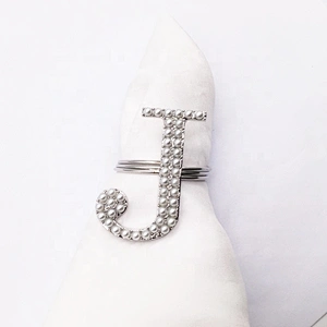 Cheap price unique handmade pearl beaded alphabet napkin ring for wedding decors