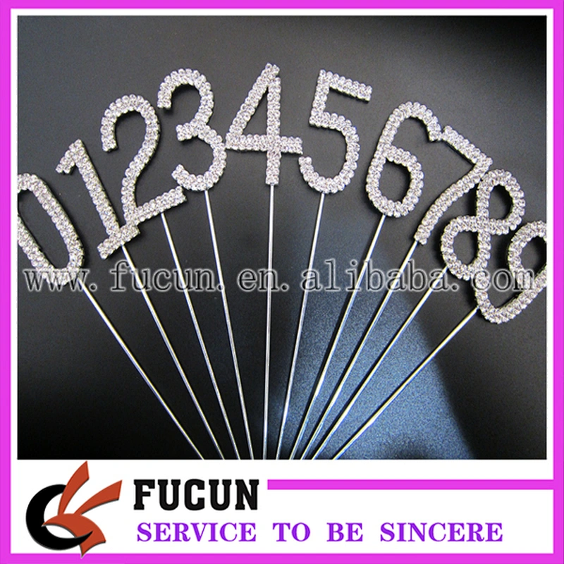 hot sale number 0-9 rhinestone cake topper for Birthday cake decoration