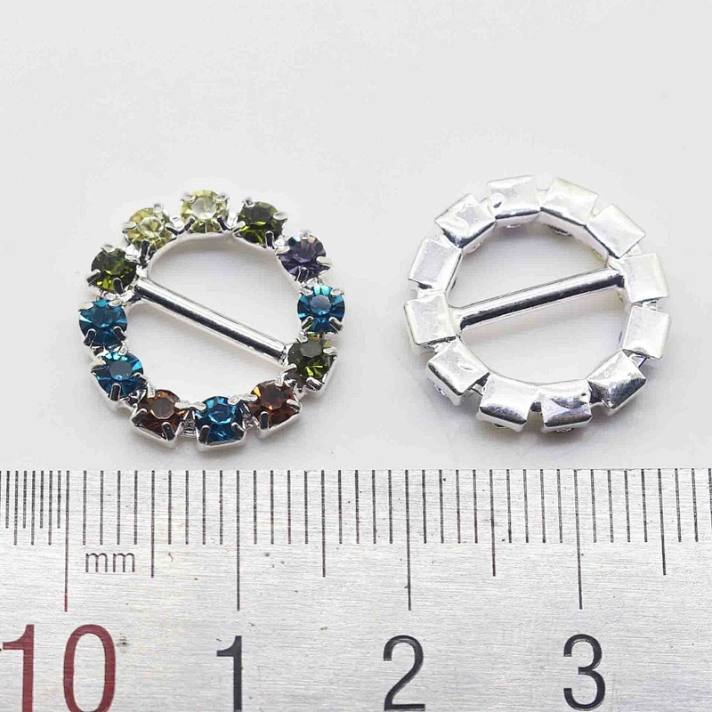 Hot sale diamante colorful rhinestone round buckle for decoration