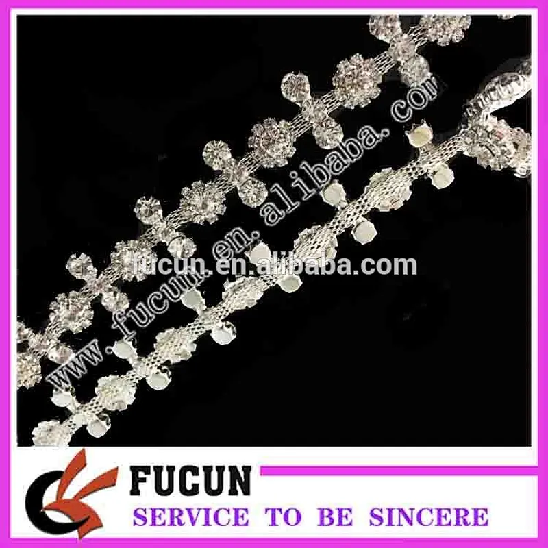 new style crystal flower chain rhinestone trimming for garment accessory