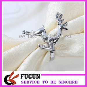 2018 New Customized Christmas Decors Gold Elk Shaped Animal Metal Napkin Ring