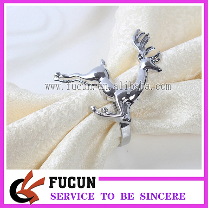 2018 New Customized Christmas Decors Gold Elk Shaped Animal Metal Napkin Ring