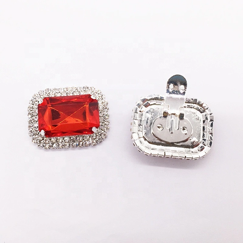 Hot selling superior quality women fashion shoe red color crystal jewelry shoe clip buckle