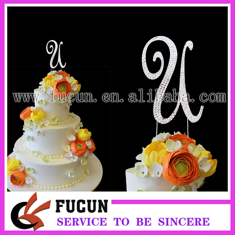 Factory Direct Sale High Quality Rhinestone Covered Letter Wedding Decorative Cake Toppers