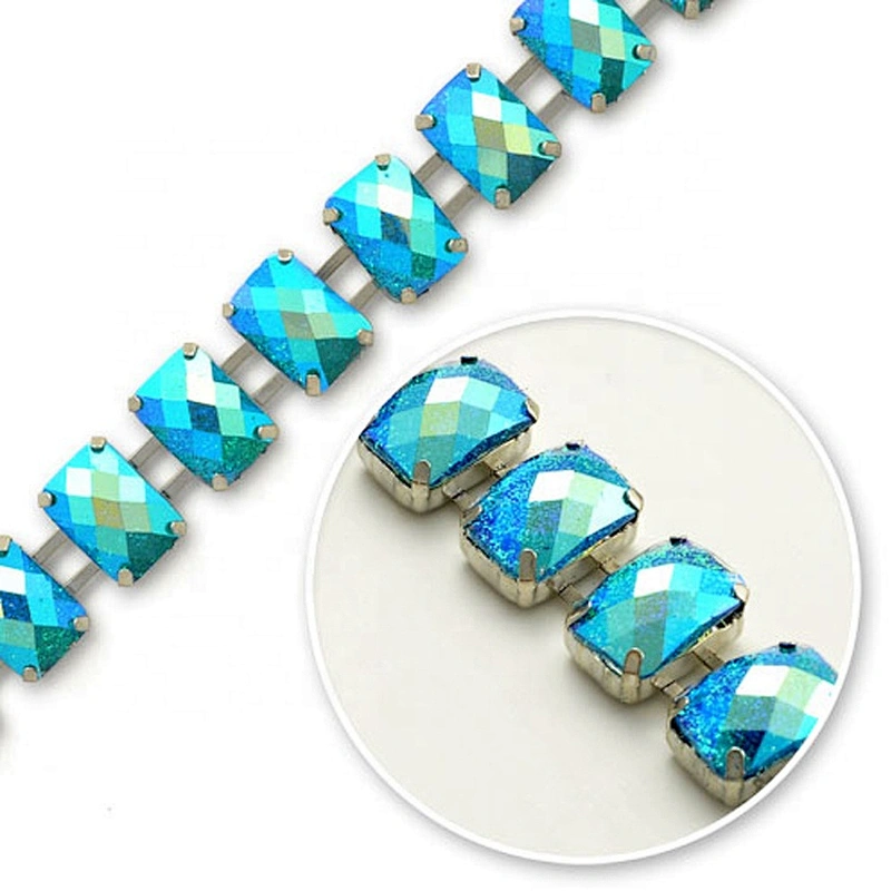 new fashion diamond rainbow glitter stone trim banding beaded for wedding dresses DIY decoration