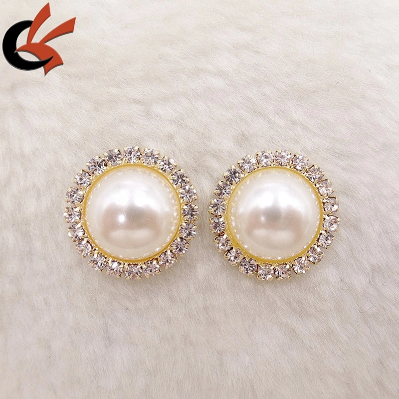 hot sale 20mm small gold plating pearl rhinestone crystal brooches
