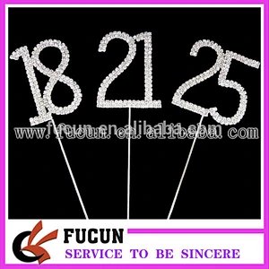best selling items rhinestone number cake topper wedding decoration/party supplier