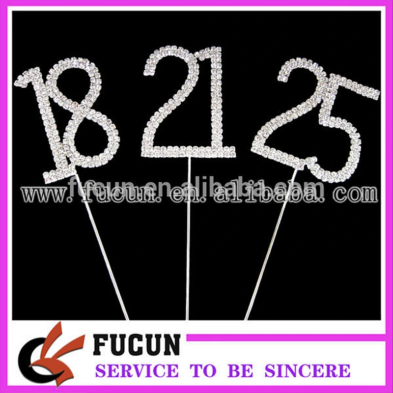best selling items rhinestone number cake topper wedding decoration/party supplier