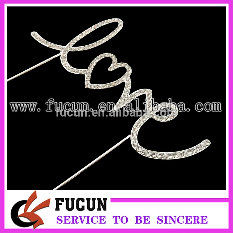 Customized new products wedding rhinestone LOVE cake topper party supplies China wholesale