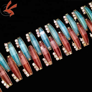 fashion handmade crystal chain rhinestone beads chain colored crystal chain