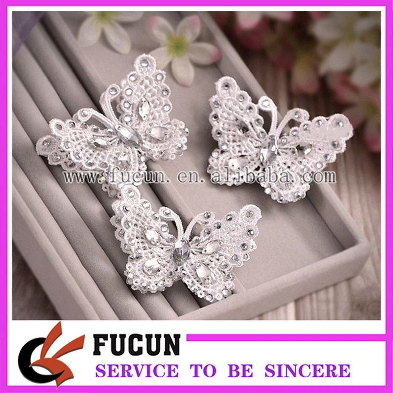 Custom Handmade Hair Accessories Fancy Princess Bobby Pin Lace Bridal Butterfly Hair Clip