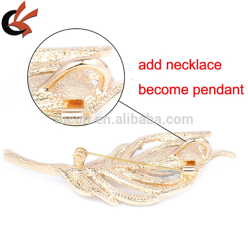 2018 fashion leaf rhinestone brooch for garment or necklace decoration