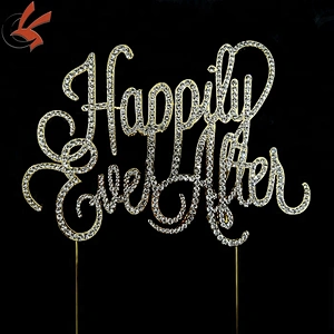 happy ever after Silver Crystal Rhinestone Cake Topper Bling Party Favor