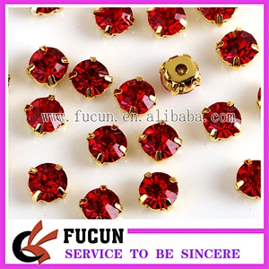 DIY round rhinestones with silver/gold metal settings claw cup sew on rhinestones for wedding dress