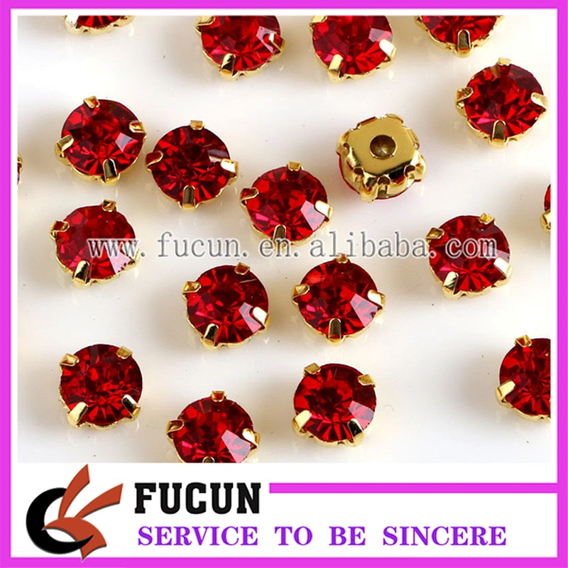 DIY round rhinestones with silver/gold metal settings claw cup sew on rhinestones for wedding dress