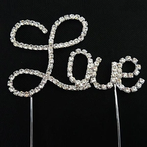 decorative valentine day rhinestone picks LOVE Cake topper