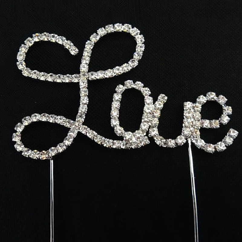 decorative valentine day rhinestone picks LOVE Cake topper