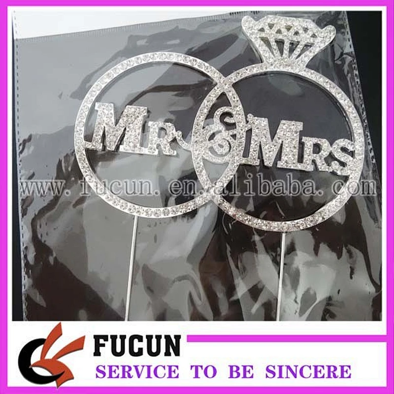 New Rhinestone Diamante Crystal Rhinestone Wedding Mr & Mrs Bling Cake topper