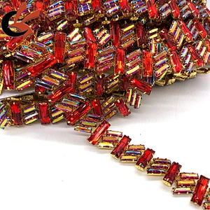 New style custom carnival decoration Red AB crystal rhinestone chain trimming