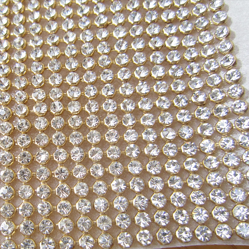 120 * 45 Diamond Roll Gold Hotfix Rhinestone Crystal Aluminum Metal Mesh