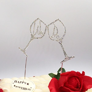 exquisite wedding red wine glass WE DO rhinestone cake topper