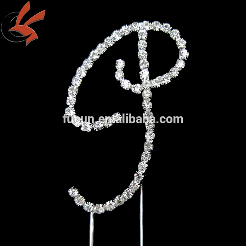 New BLING SILVER Rhinestone Crystal Monogram Wedding CakeTopper