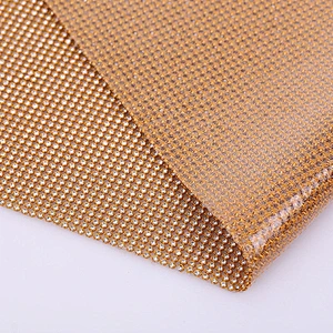 wholesale gold base  hot fix aluminum crystal rhinestone  mesh with glue for garment