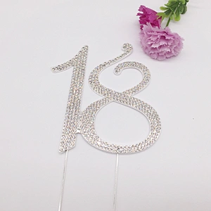 Best Sale 12cm Diamante Dual Numeral 18 Cake Toppers Wedding Birthday Cake Topper