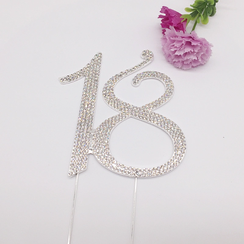 Best Sale 12cm Diamante Dual Numeral 18 Cake Toppers Wedding Birthday Cake Topper