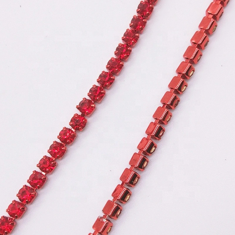New Products SS12 Sparkling COLOR rhinestone color plating metal base rhinestone cup chain