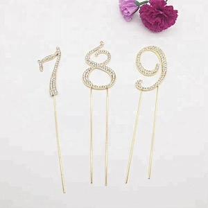 Clear 7cm Wedding Table Numbers Rhinestone Crystal Cake Pick Topper Wholesale