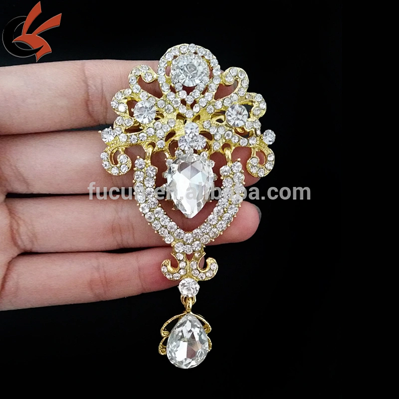 Rhinestone Crystal Wedding Bridal Bouquet Silver Flower Faux Pearl Brooch Pin