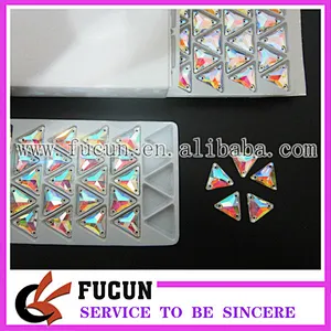 wholesale 16*16mm flatback triangle sew on glass