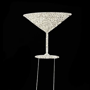 DIY 2018 wedding anniversary celebration rhinestone wine glass cake topper for cake decoration