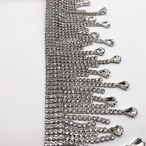 sparkling strass rhinestone tassel trimming for costume