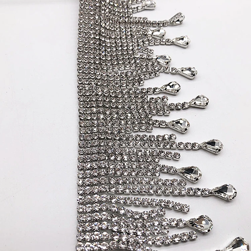 sparkling strass rhinestone tassel trimming for costume
