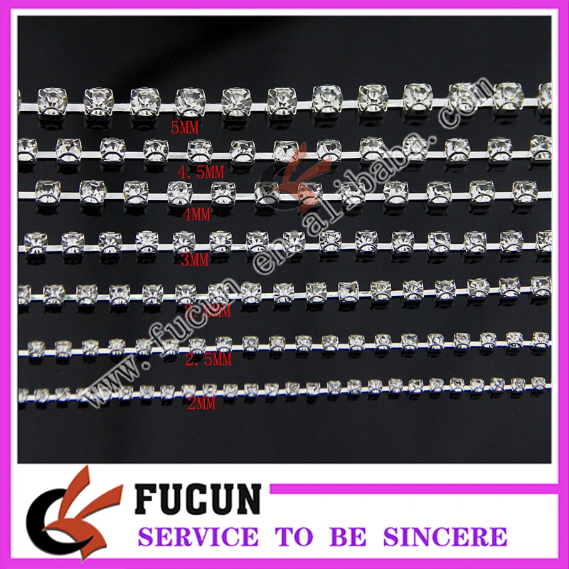 various size crystal trim bridal trim rhinestone cup chain