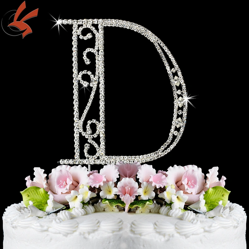 monogram alphabet A-Z rhinestone covered cake topper wedding decoration pick
