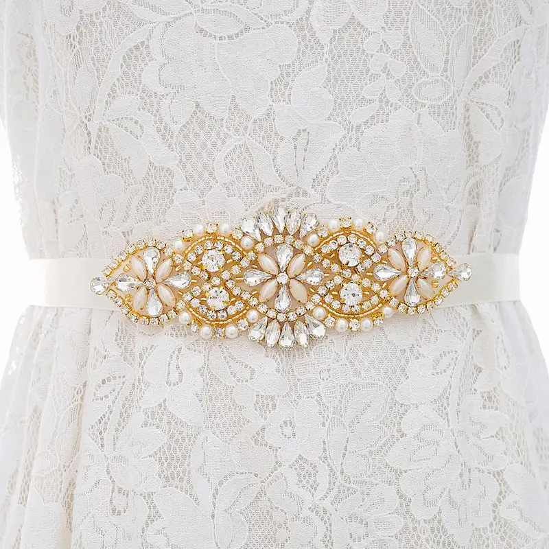 Wholesale Embellishments rhinestone trim crystal appliques for wedding sash
