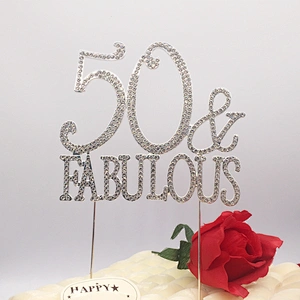 wedding birthday party favor rhinestone anniversary decoration monogram cake topper