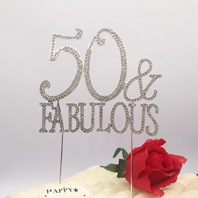 wedding birthday party favor rhinestone anniversary decoration monogram cake topper