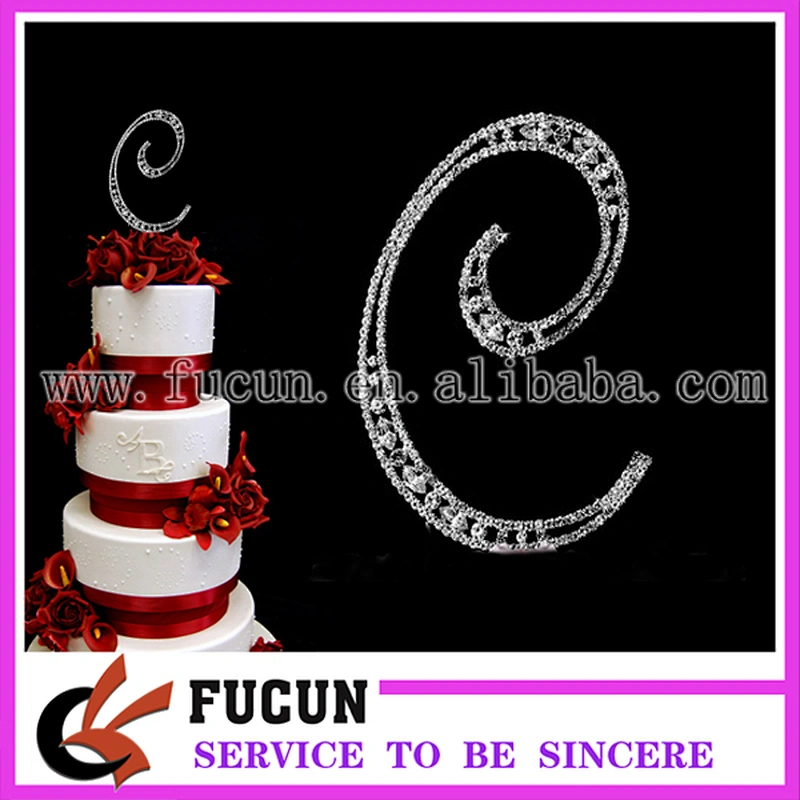 luxurious Marquise acrylic letter M rhinestone cake toppers