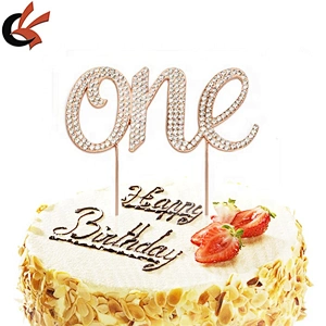 Customized First Birthday Decorations Gold One Cake Topper