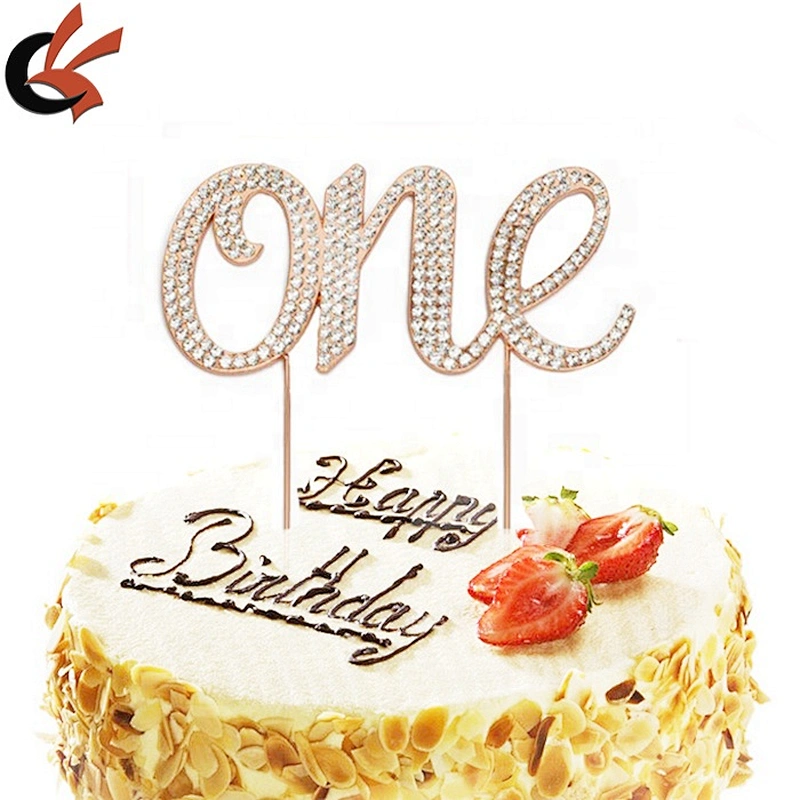 Customized First Birthday Decorations Gold One Cake Topper