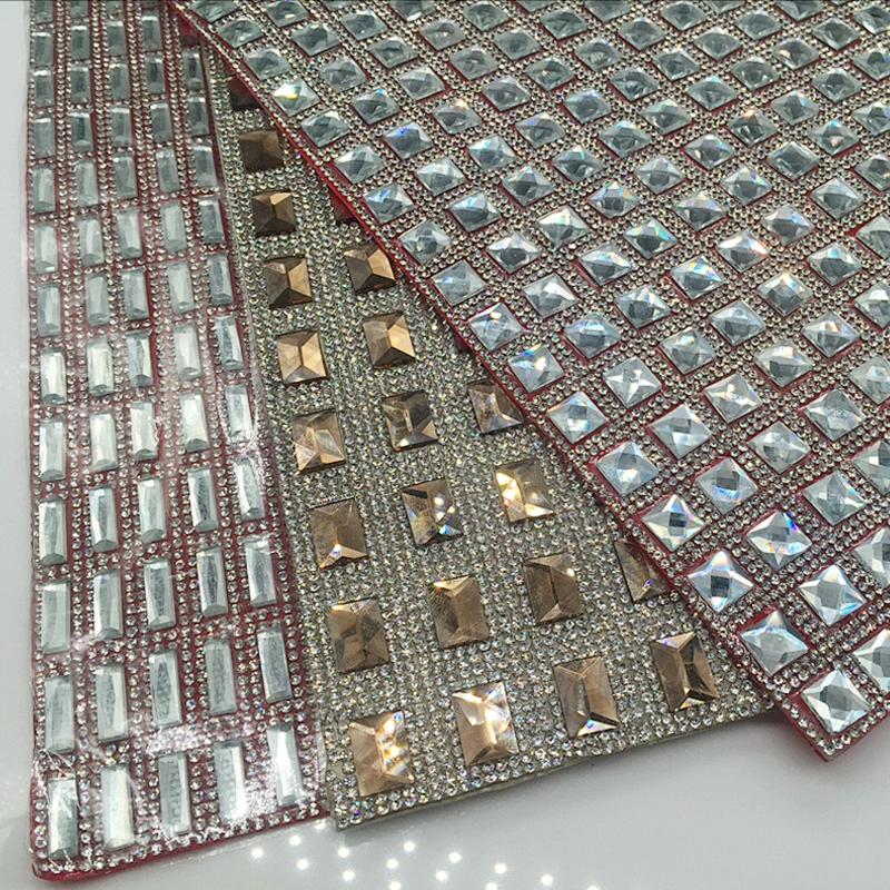 Autohension Crystal Rhinestone Mesh With Backing Glue Jewelry Diamond Mesh Sheet Roll