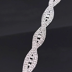 Custom wholesale twisted hair accessories rhinestone bridal wedding decoration trimming