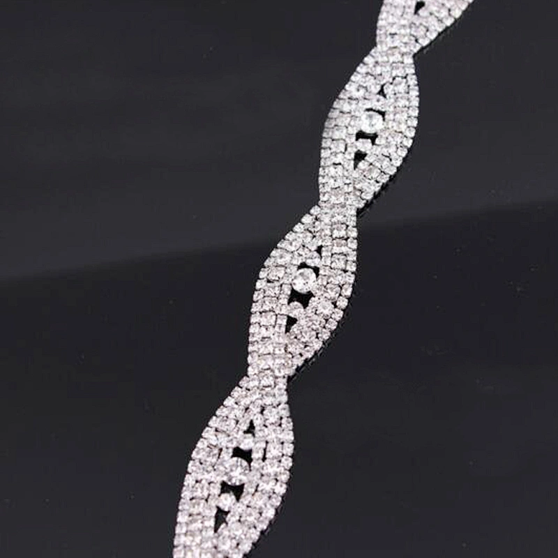 Custom wholesale twisted hair accessories rhinestone bridal wedding decoration trimming