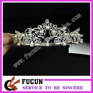 Bridal Rhinestone pearl clear Crystal crown Headpiece Hair tiara