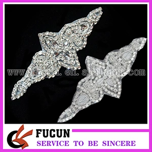 China manufacturer Handmade Beaded Crystal Rhinestone Applique For Bridal