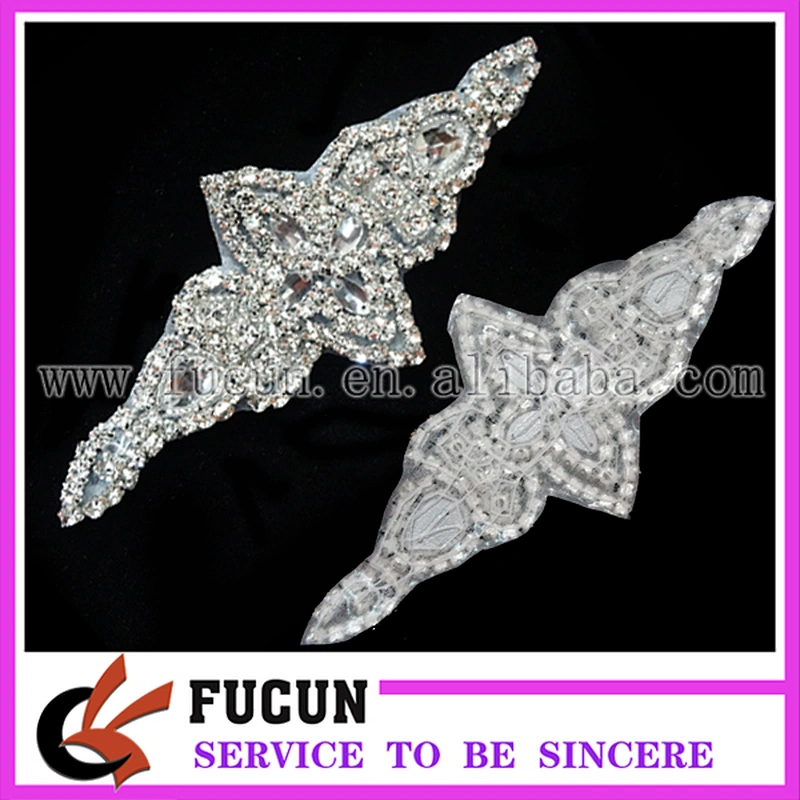 China manufacturer Handmade Beaded Crystal Rhinestone Applique For Bridal